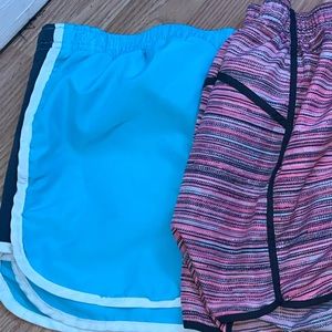 Blue and gray athletic shorts